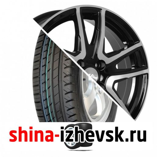 Колесо в сборе Viatti Strada (V-130) 205/55 R16 V 91 + СКАД Сидней 6xR16 4×100 ET41 DIA60.1 Черный глянцевый с полированной лицевой поверхностью в Ижевске